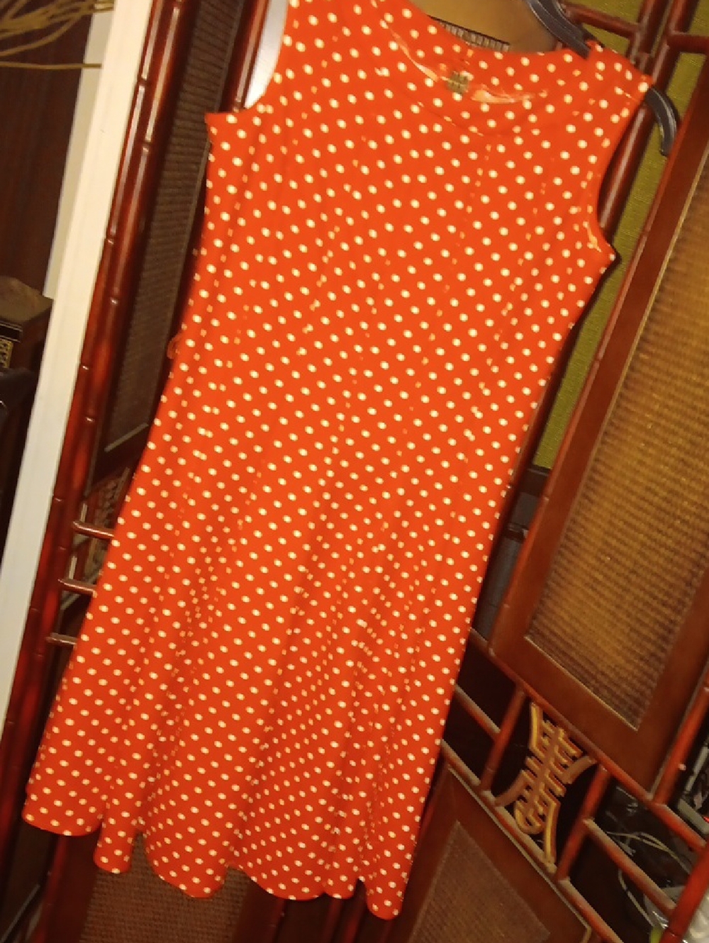Sleeveless Orange Polka Dot Dress